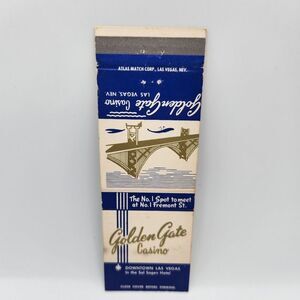 Vintage Matchbook Golden Gate Hotel Casino Las Vegas Nevada Fremont St 1960s 197